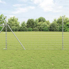 Field Fence Silver 25 x 1.4 m Galvanised Steel Durable Outdoor Garden Heavy Roll