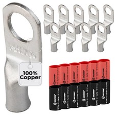 SELTERM 10pcs 8 Awg 3/8" Stud Battery Lugs Ring Terminal Connectors wit...
