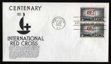 #1239 5c International Red Cross-Pair, Anderson FDC **ANY 5=FREE SHIPPING**