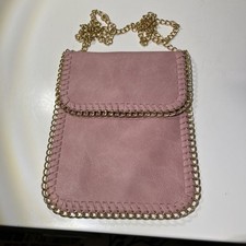 Unbranded Women Pink Leather Crossbody Phone/ Bag Small 8x6  Gold Chain