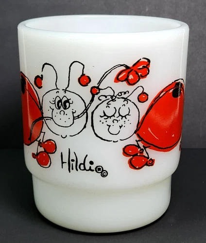 Vintage Anchor Hocking Fire King Hildi Ladybug Stacking Mug