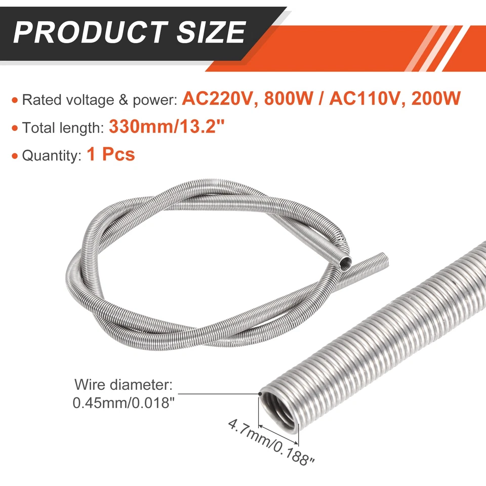 1 Pcs Nichrome Heating Element Coil, AC220V 800W / AC110V 200W, 4.7mm x330mm - Image 2 of 4