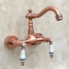 Wall Mount Antique Red Copper Kitchen Bathroom Sink Faucet Mixer Tap Grg033