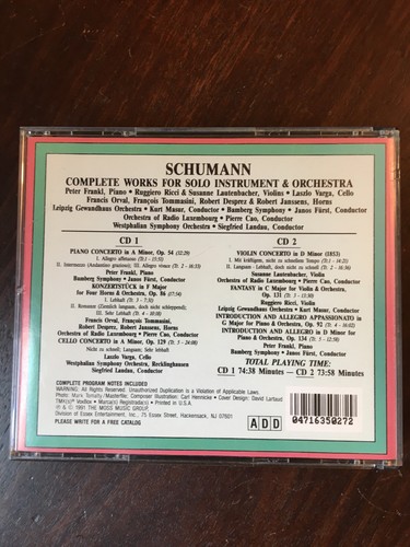 Schumann, Complete Works Solo Instrument & Orchestra, 2 Audio CD Set, VoxBox - Picture 2 of 4
