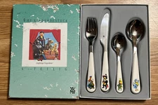 RARE Vintage WMF Kinderbesteck  (4-PC Children's Cutlery) Augsburger Puppenkiste