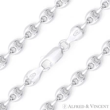 Italy 925 Sterling Silver 7.1mm Hollow Puffed Marina Mariner Link Chain Necklace