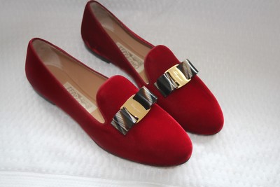SALVATORE FERRAGAMO SCOTTY T VELVET ROSSO SLIPPER #7.5us $595 | eBay