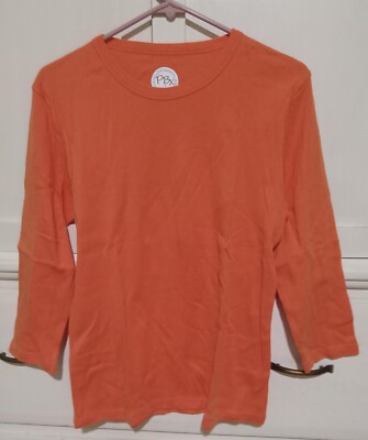 PBX Womens 3/4 Sleeve Shirt Size Large Orange