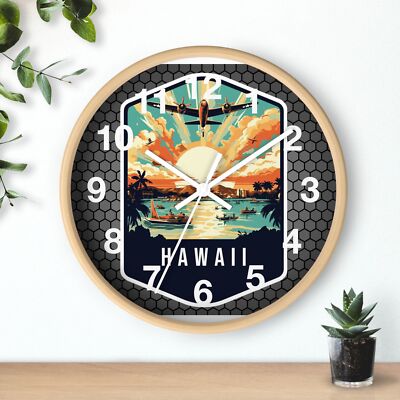  State Of Hawaii Skyline Art Wall Clock all Wood 3D Frame Stunnning Artwork