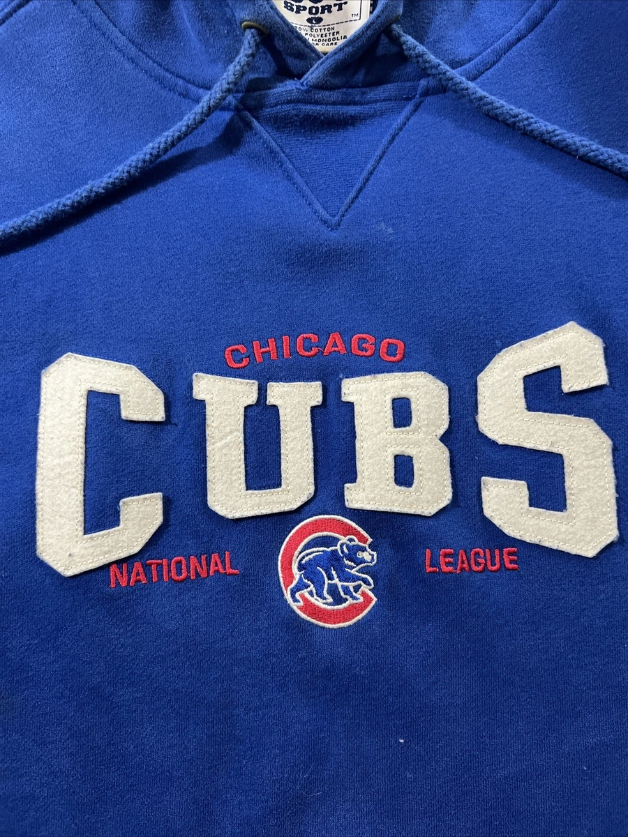 Vintage Chicago Cubs Hoodie Mens L Blue Sweatshirt MLB Baseball
