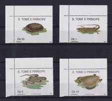 TIMBRE STAMP  4 SAO TOME Y&T#1022-25 TORTUE LEZARD NEUF**/MNH-MINT 1991 ~E93