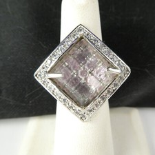 Sterling Silver 925 Cocktail Fashion Ring Size 6 Pastel Pink Glass Crystals