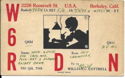 QSL 1940 Berkeley CA  radio card