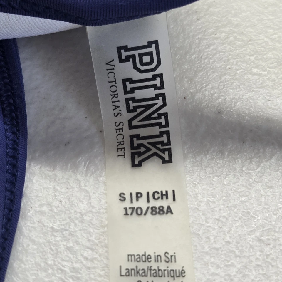 ROSA Victoria's Secret Mujeres Traje de baño Pequeño Azul Marino Plata Halter Bikini Top Foto 3 de 4