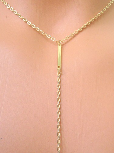 Sexy Y Drop GOLD PLATED Boho Style Delicate LARIAT CHAIN BAR Pendant NECKLACE - Picture 4 of 6