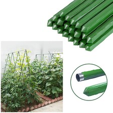 Green Garden Plant Stakes Metal Plastic Coated Climbing Support Cane Pole Sticks