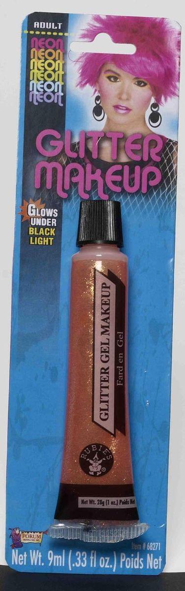 80's Punk Neon Orange Costume Glitter Makeup One Size