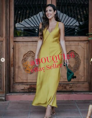ZARA NEW WOMAN LONG BEADED SATIN SLIP DRESS ZW COLLECTION