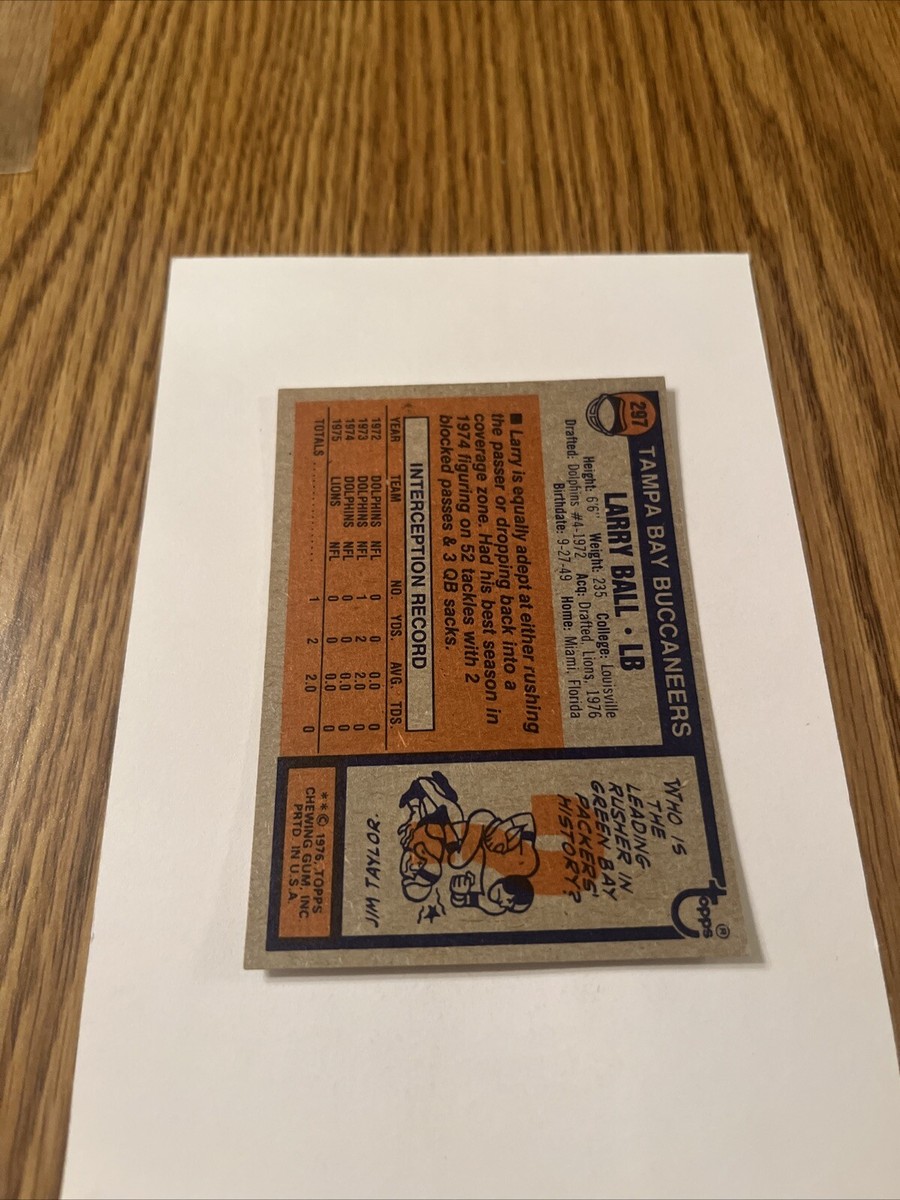 1976 Topps Larry Ball Tampa Bay Buccaneers Ex # 297 | eBay