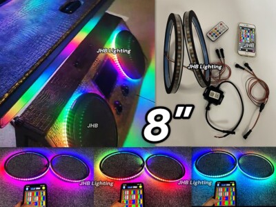 JHB Pair 8'' Remote APP Dream CHASING Flowing 1/2''Spacer Speaker Rings Lights Set