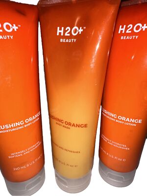 H2O+ BEAUTY   BLUSHING ORANGE Set 1-Body Wash +2-Body Lotions 8fl.oz each HTF