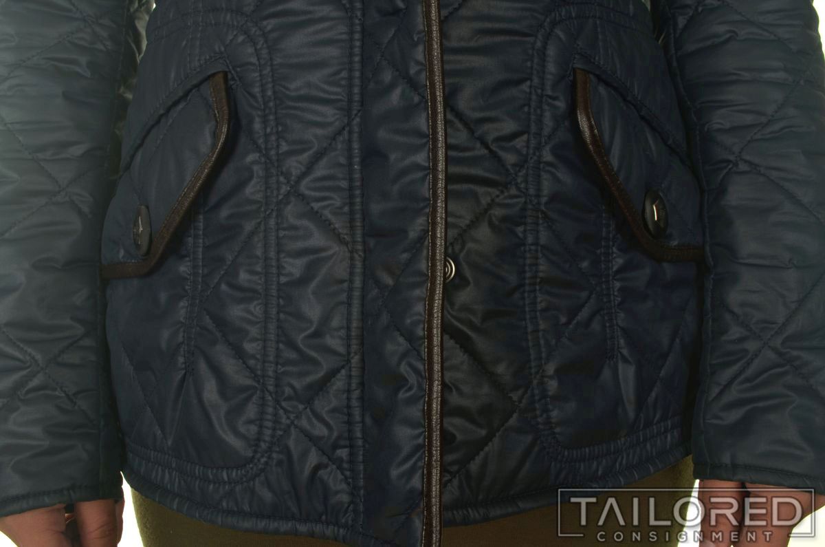 FAY Solid Blue Polyester Quilted Puffer Zip Up Wo… - image 4