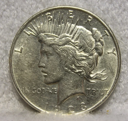 Peace Silver Dollar 1923 D AU