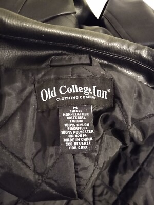 Old College Inn Clothing Co. Faux Leather Coat Men's M Black w Old College Inn Clothing Co. Faux Leather Coat Men's M Black w