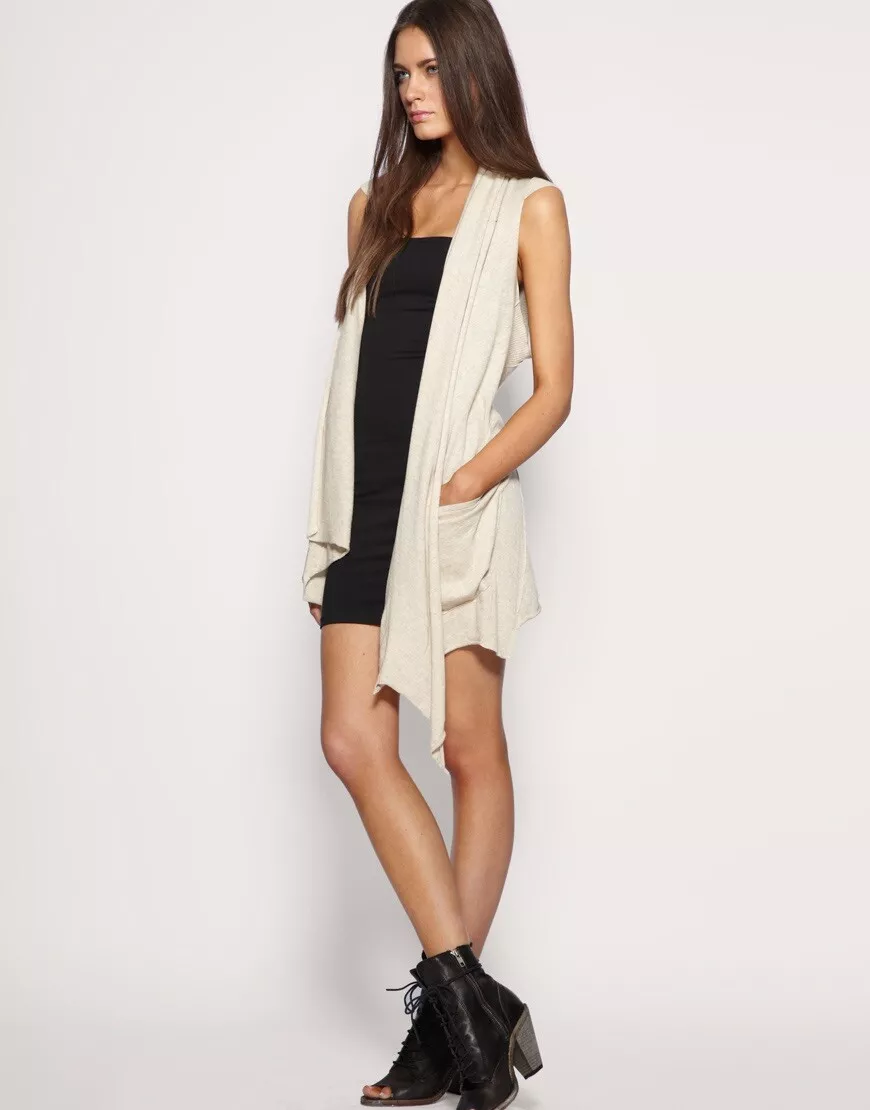 Sleeveless waterfall cardigan sale