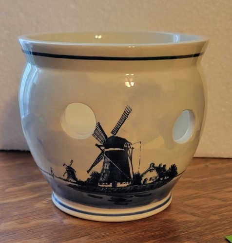 Vintage Delfter Blau Pflanzgefäß Handbemalt Made In Holland