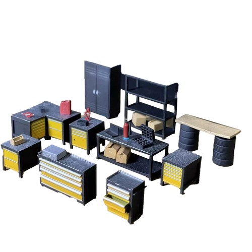 Neu 1/64 Diorama Auto Garage Reparatur Werkzeug Modell Werkstatt Wartung Szene - Bild 17 von 20