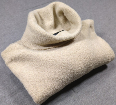 Grace Elements Soft Plush Knit Turtleneck Sweater Womens Size L Beige Pullover