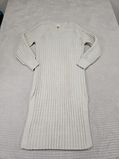 H&M Sweater Dress Womens Small Midi Length Vneck Ribbed Side Slits