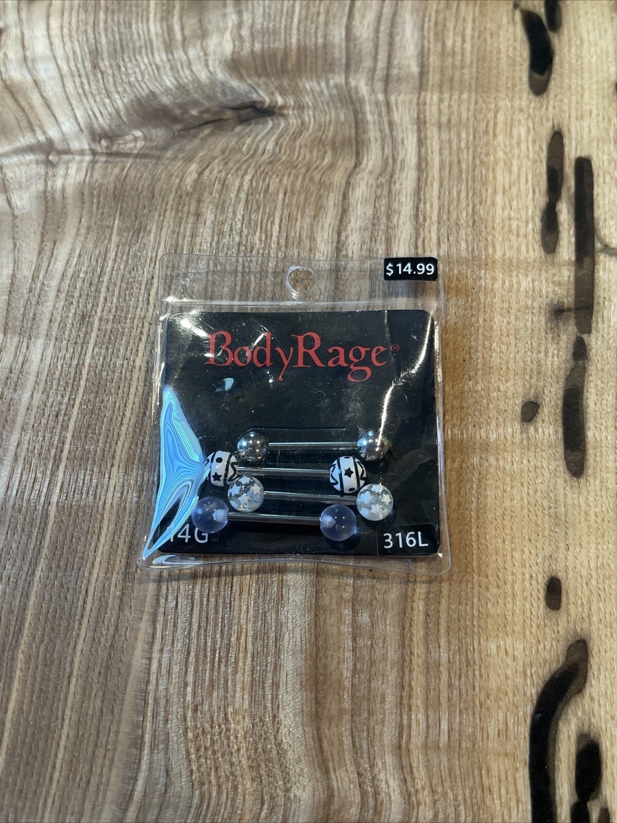 Spencer's Body Rage Tongue Bar Ring Jewelry 14G New 4 Rings Spencer's Body Rage Tongue Bar Ring Jewelry 14G New 4 Rings
