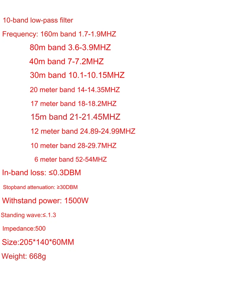 HF Low Pass filter 10 Band High Power Low Pass Shortwave Filter Single Sideband - Image 3 of 4