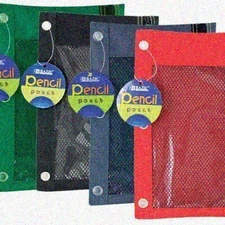 ColorMesh Trio: 3-Ring Pencil Pouch Set with Mesh Window, 4 Assorted Colors