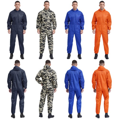 Men Hooded Halloween Jumpsuit Work Coverall Resistant Dungarees Cosplay Routine - Picture 2 of 50
