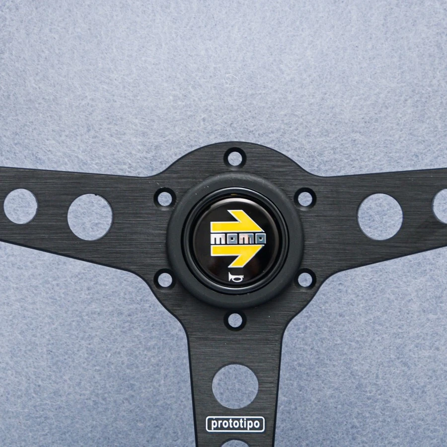 Volante MOMO Prototipo Heritage couro genuíno preto 350mm novo em folha - Imagem 4 de 4