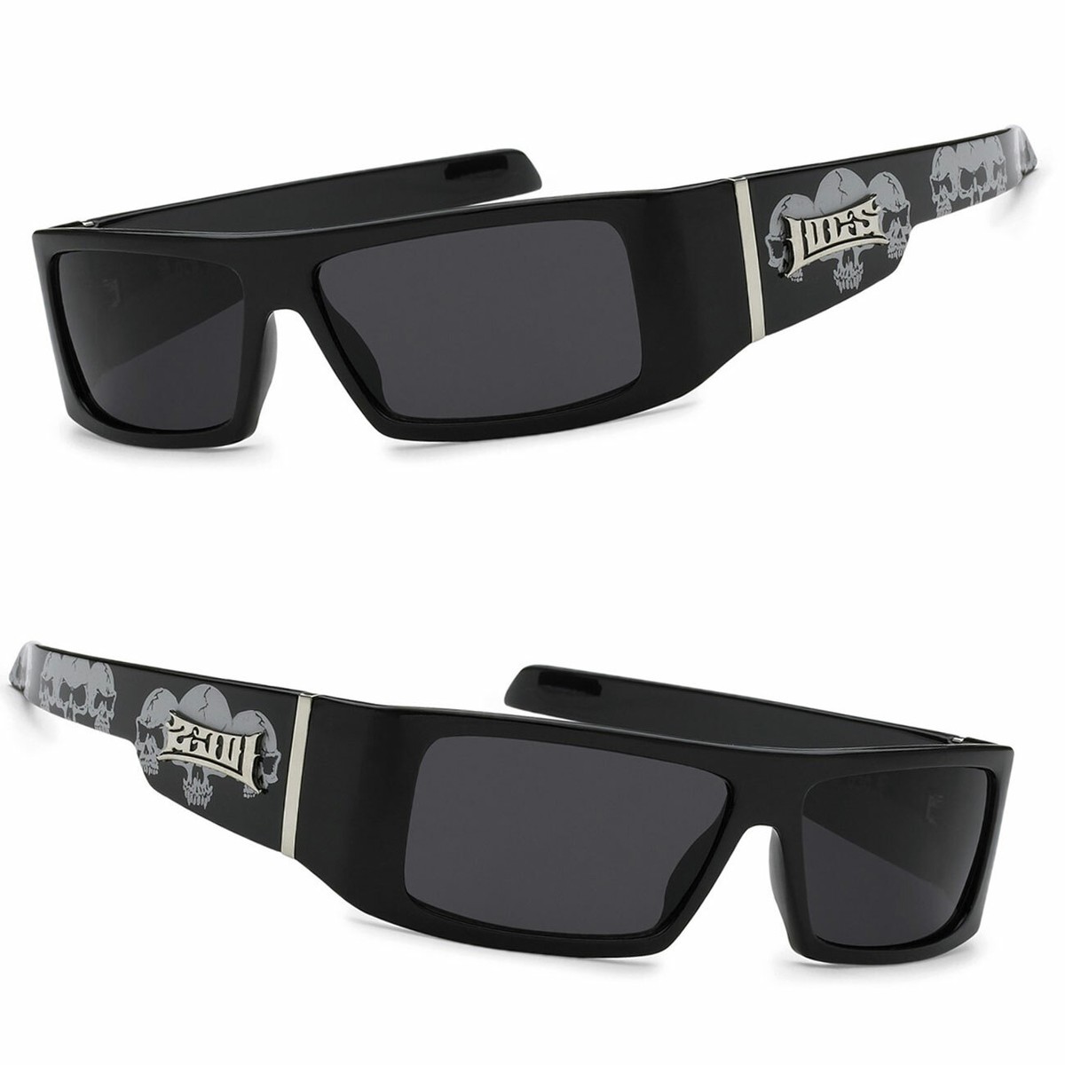 Locs Mens Cholo Biker UV400 Sunglasses - Black (skull) - LC33 | eBay
