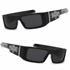 Mens Cholo Biker Sunglasses - Black (Skull