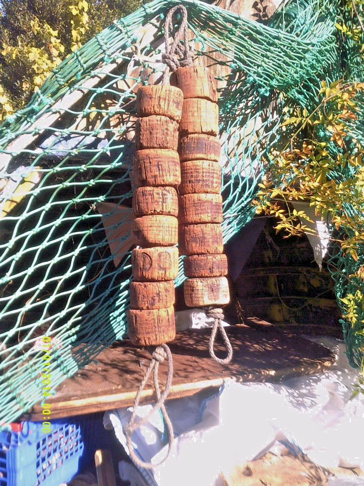 ROPE OF 8 VINTAGE FISHING.CORK,HERRING NET FLOATS . GT. YARMOUTH. eBay