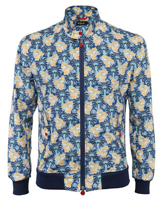 NWT KITON BOMBER JACKET Cima blue floral lightweight extra-luxury Italy 46 XS