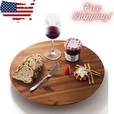 18" Acacia Wood Lazy Susan for Table Top - Wooden Turntable Serving Tray