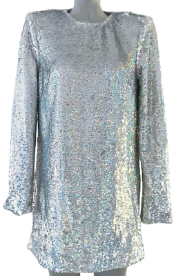 silver metallic shift dress bar III Womens Silver Metallic Shift Dress, Metallic, Medium