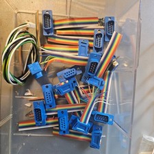 Lot of 16 Serial Cables rainbow flat ribbon cable DB9