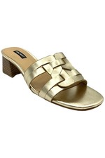 Nine West Women's Gennie 3 Block Heel Dress Sandals Gold