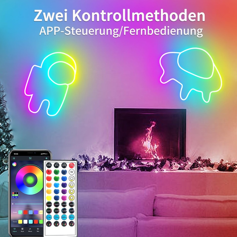 RGB Neon Rope Lights 132FT, App/Remote Control, IP65 Waterproof, Music ...