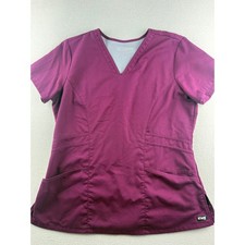Greys Anatomy by Barco Women Plum Purple V-Neck Scrub Top 41452 Size L Medical