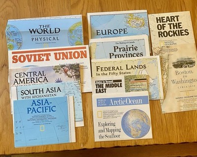 National Geographic Map Insert Lot (12)  The World  Asia Soviet Union Europe etc