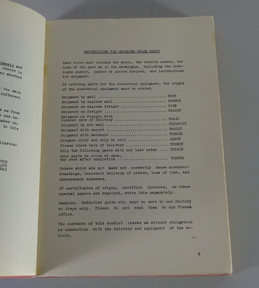 Spare Parts List / Catalogo Steyr - Diesel - Camion Tipo 380 - 90 HP Stand - Immagine 3 di 4